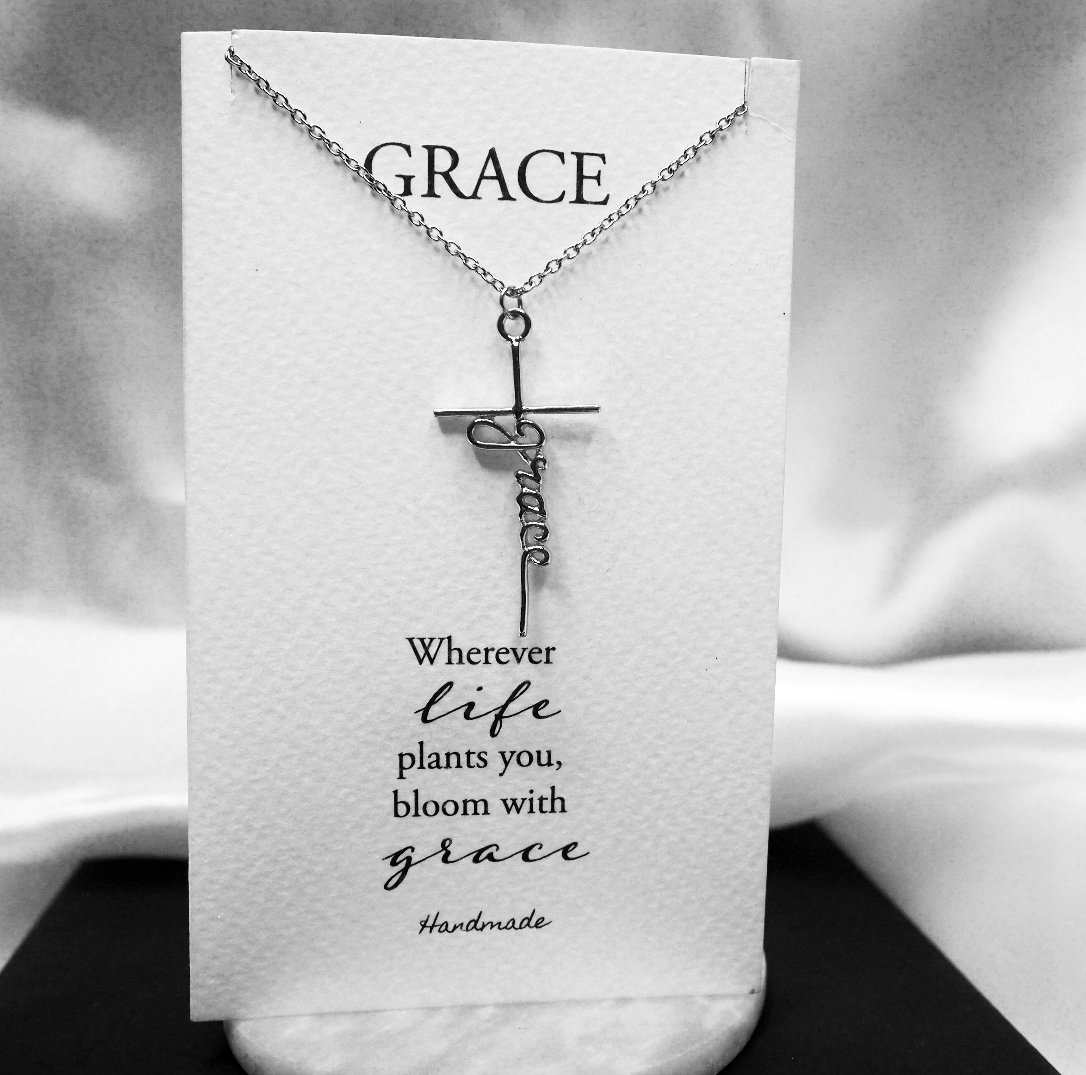 Joyfulle Mary Grace Pendant Necklace, Handmade Gifts for Women with Inspirational Greeting Card