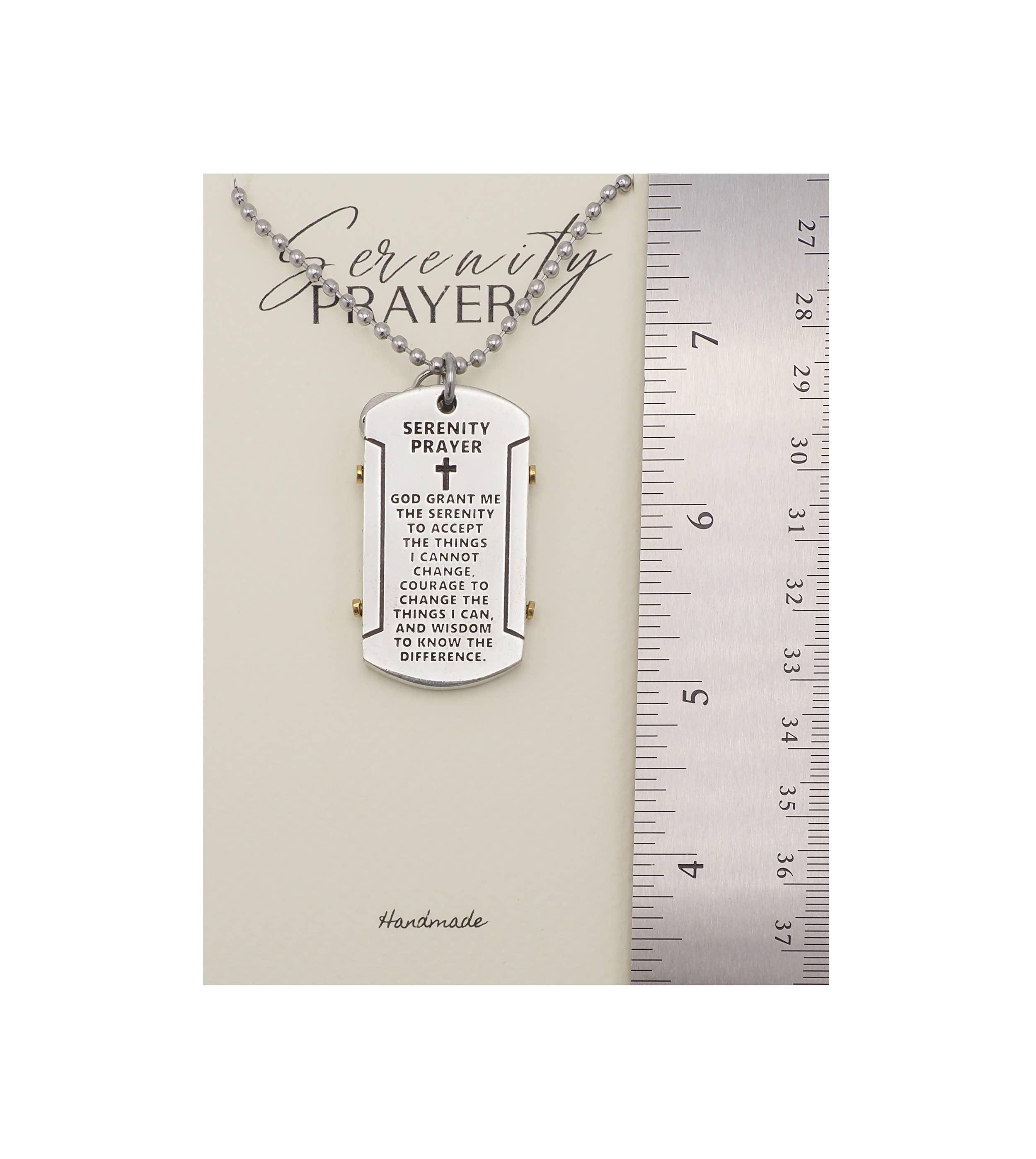 Joyfulle Simon Serenity Prayer Dog Tag Pendant Necklace, Gifts for Women with Inspirational Quote on Greeting Card