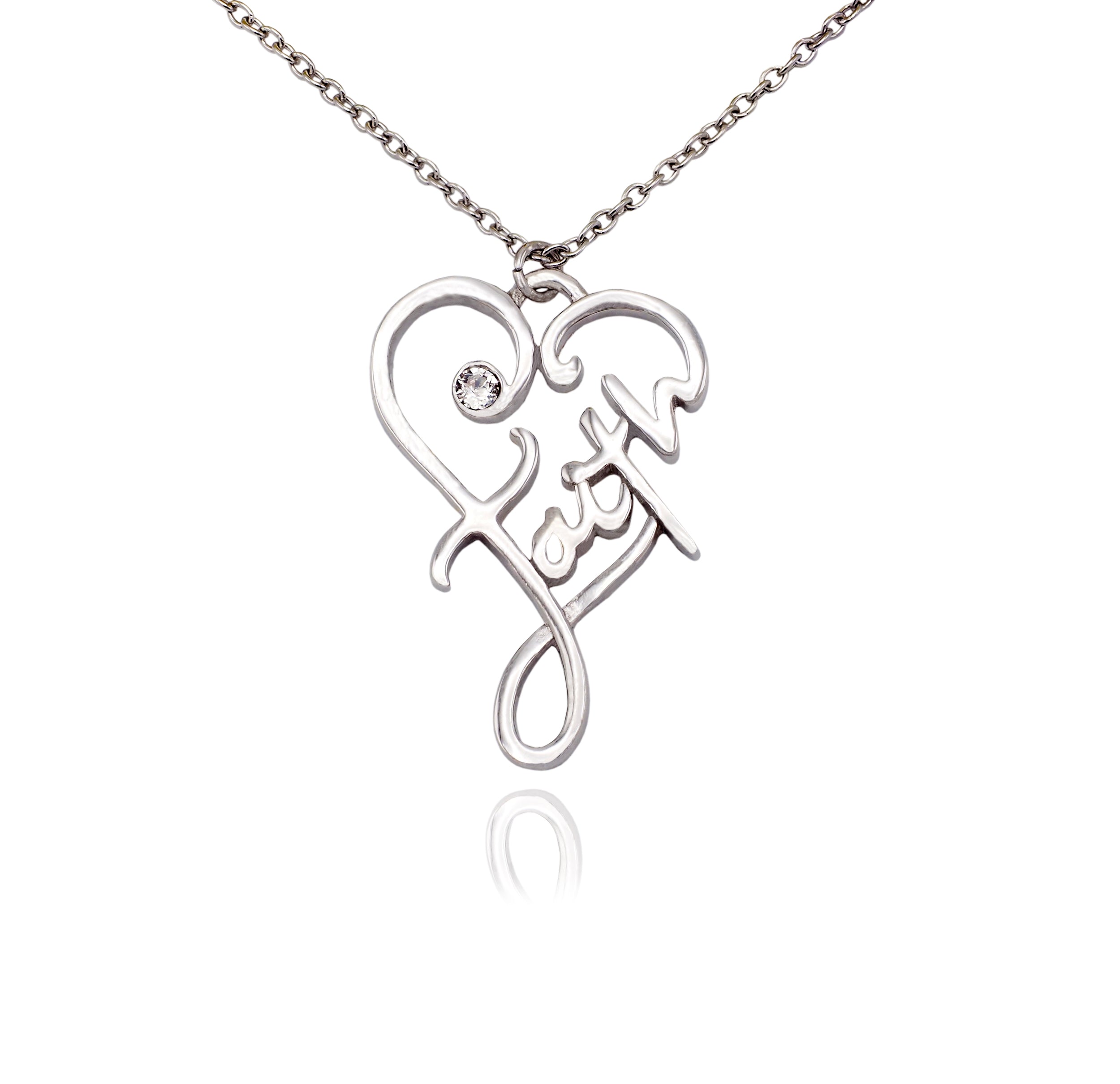 Joyfulle Emani Faith Heart Pendant Necklace, Gifts for Women with Inspirational Greeting Card