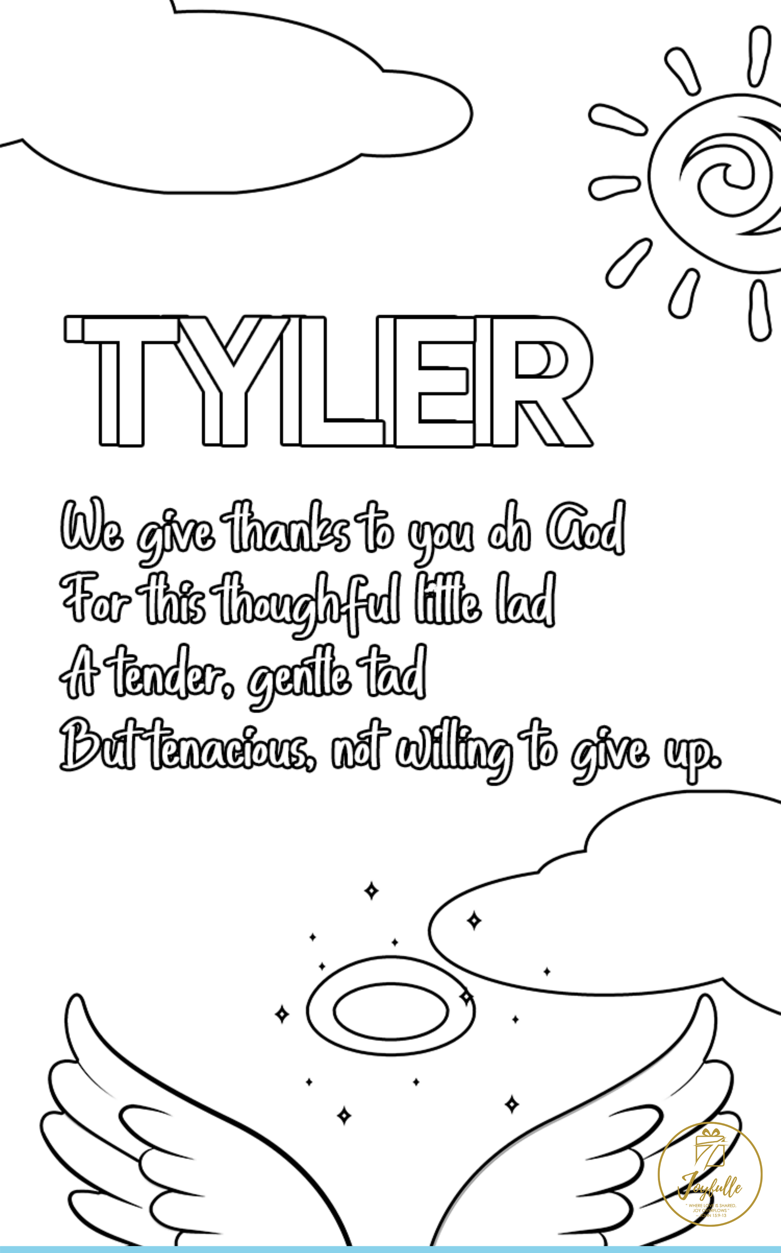 Baby and Kids Name Poems Printables - Tyler